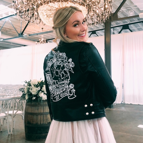 HAND PAINTED Blank NYC Leather Jacket - Picture 8 of 10